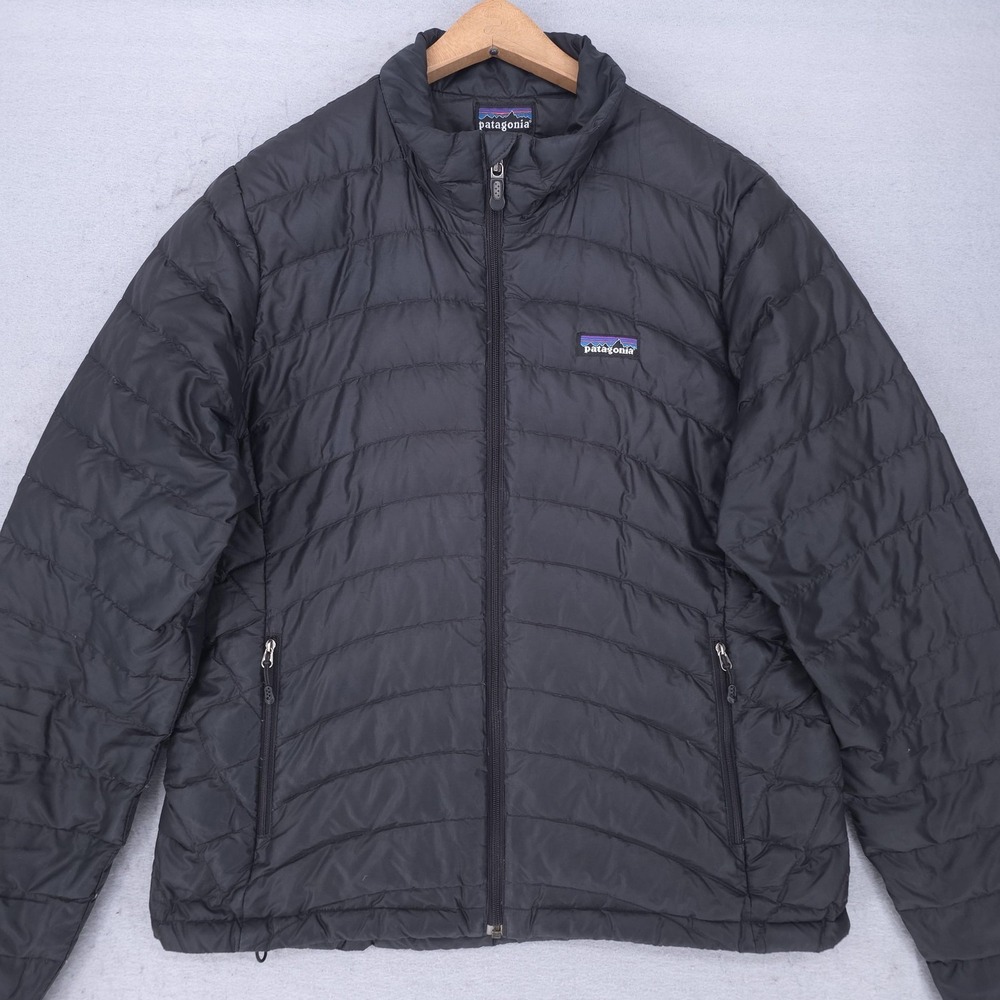 Patagonia Jacket Womens Medium Black Down Puffer Full Zip Packable Outdoor